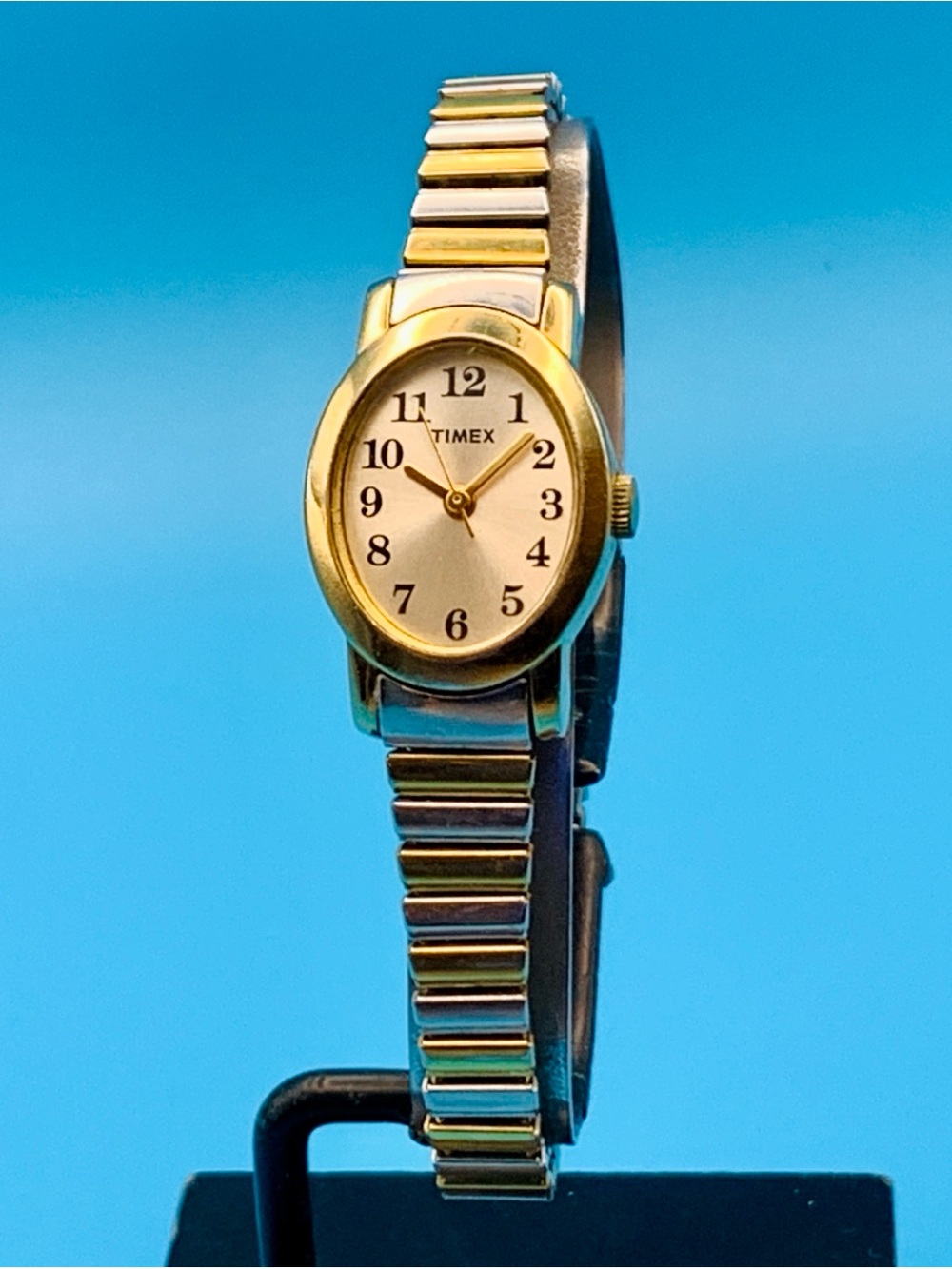 TIMEX CAVATINA Women’s 2010 Dress Quartz Wristwatch Stretch Band Works New Batt
